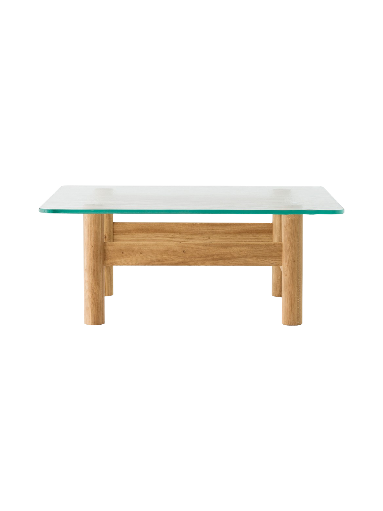 Table basse de salon scandinave en bois et verre du milieu du siècle avec plateau en verre trempé