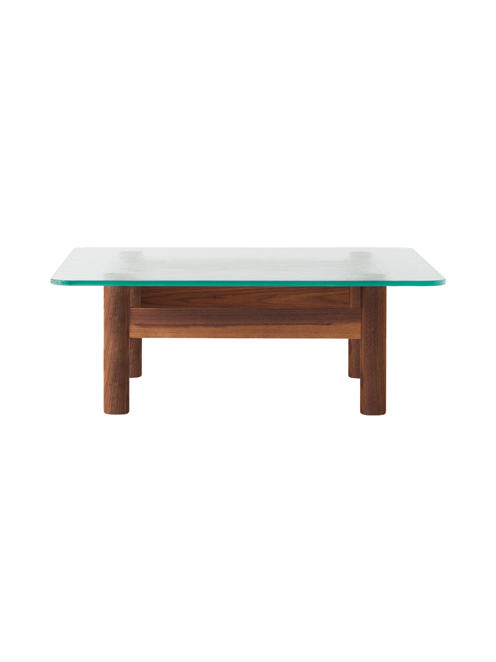 Table basse de salon scandinave en bois et verre du milieu du siècle avec plateau en verre trempé