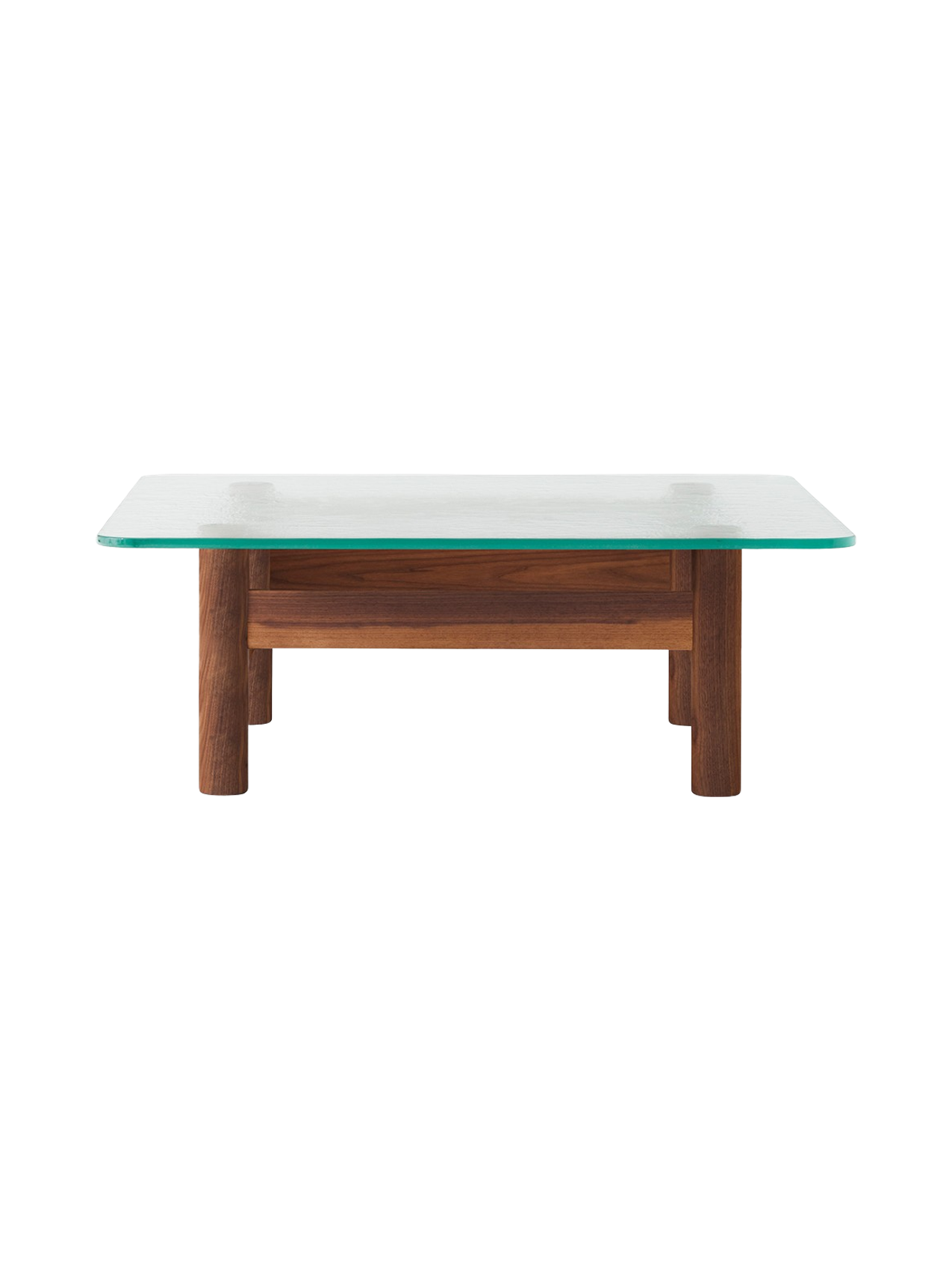 Table basse de salon scandinave en bois et verre du milieu du siècle avec plateau en verre trempé