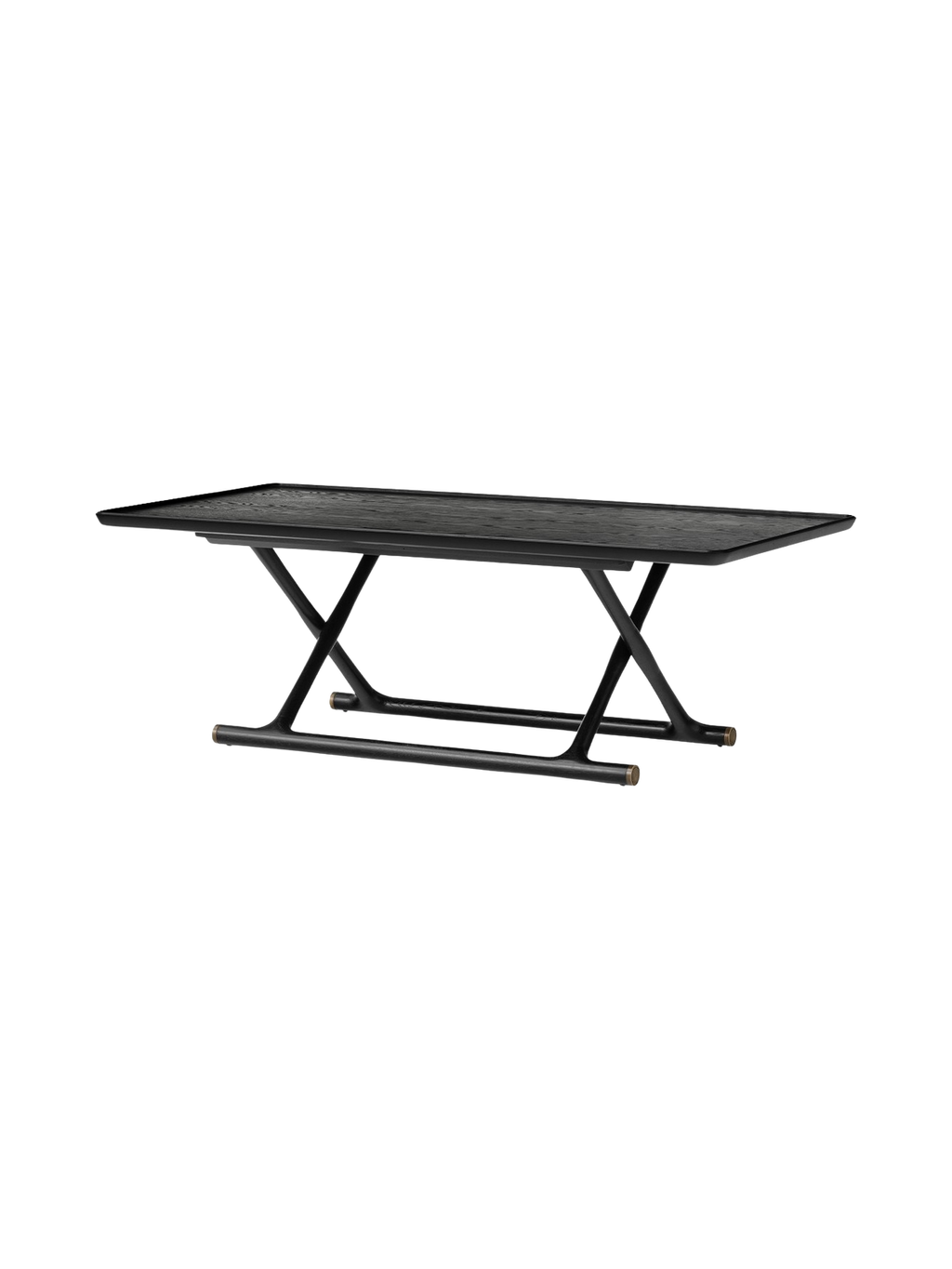 Table de salon pliable en chêne et laiton avec ferrures en laiton pour le salon