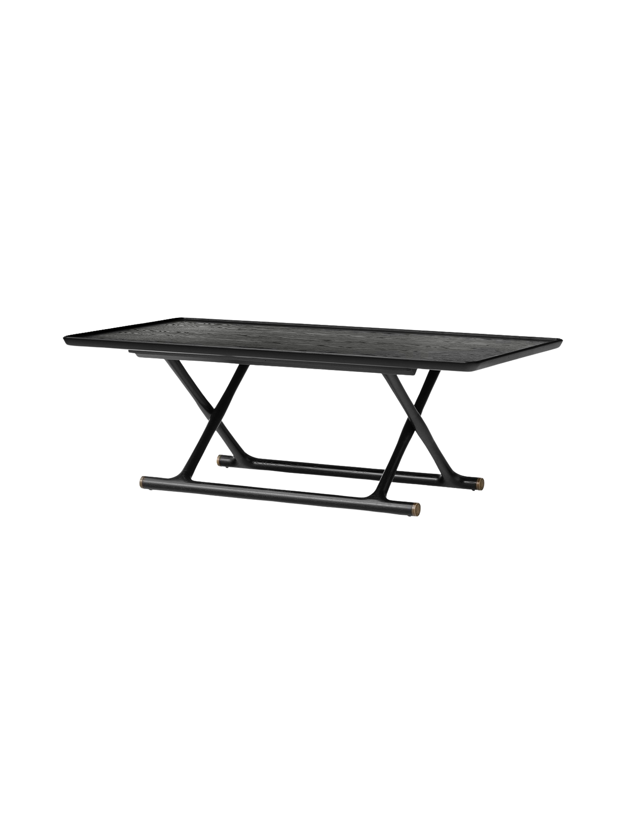 Table de salon pliable en chêne et laiton avec ferrures en laiton pour le salon