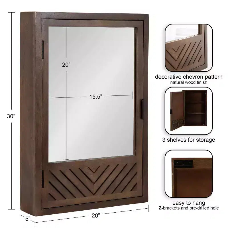Kate & Laurel All Things Decor Meuble-lavabo Mezzeta 20"x30" avec miroir, marron