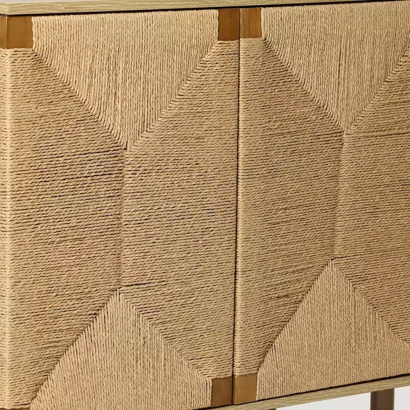 Meuble à deux portes Mid-Century Modern Rope avec pieds en bois Naturel