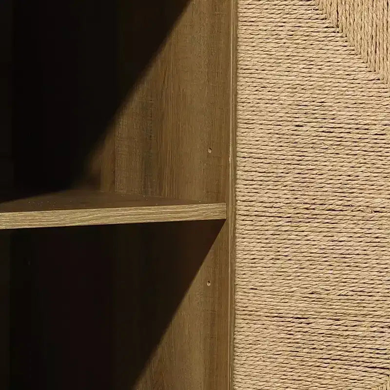 Meuble à deux portes Mid-Century Modern Rope avec pieds en bois Naturel