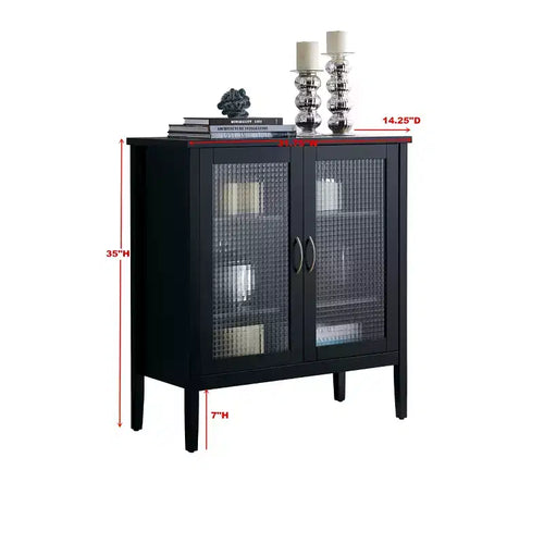 - Console 2 portes en bois Lisle/Armoire de rangement d'appoint, noire