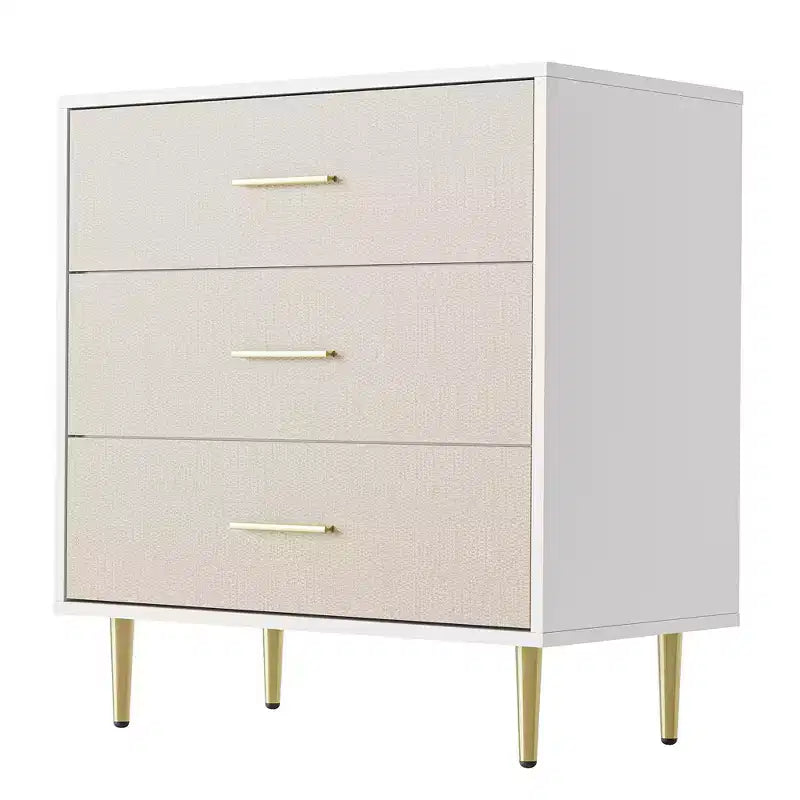 Modern White Nightstand for Bedroom, 3 Drawer Dresser, Small Bedside Table Night Stand, Wooden Nightstand with Drawers for Bedroom, Living Room