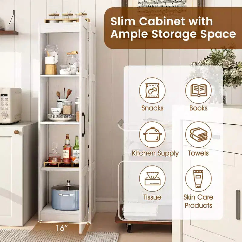Armoire de rangement à 4 niveaux avec porte, meuble de salle de bain autoportant pour petits espaces, noir/naturel/blanc