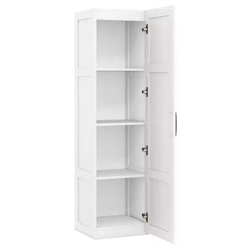 Armoire de rangement à 4 niveaux avec porte, meuble de salle de bain autoportant pour petits espaces, noir/naturel/blanc