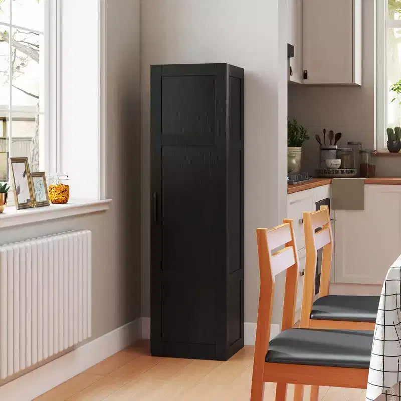 Armoire de rangement à 4 niveaux avec porte, meuble de salle de bain autoportant pour petits espaces, noir/naturel/blanc