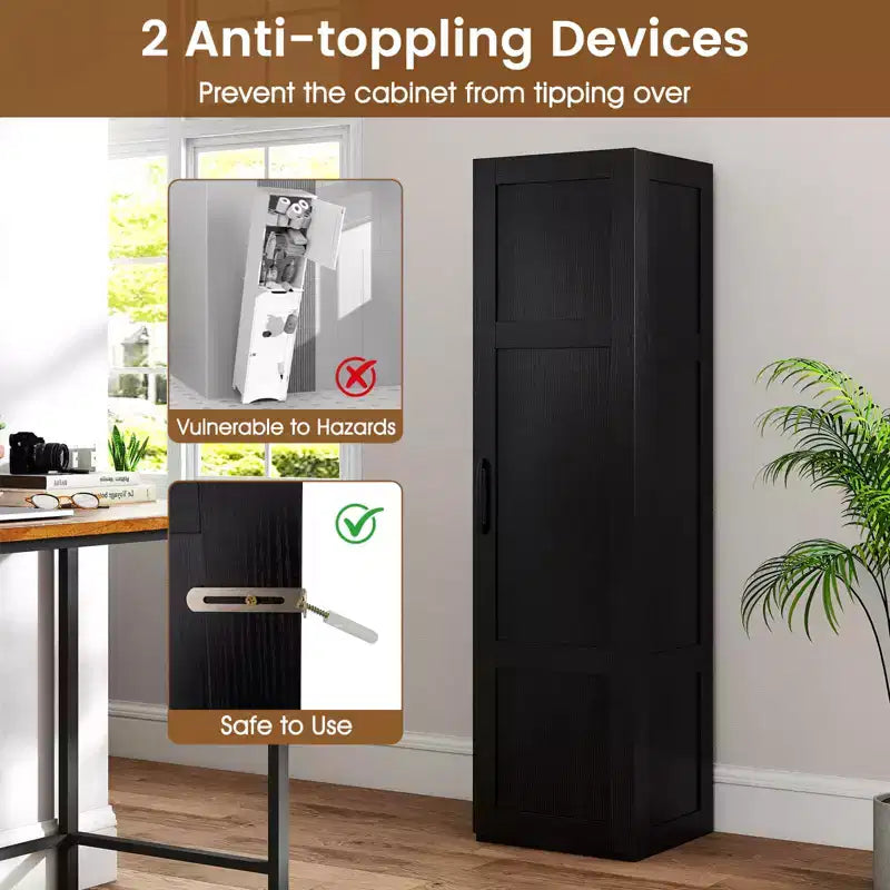 Armoire de rangement à 4 niveaux avec porte, meuble de salle de bain autoportant pour petits espaces, noir/naturel/blanc