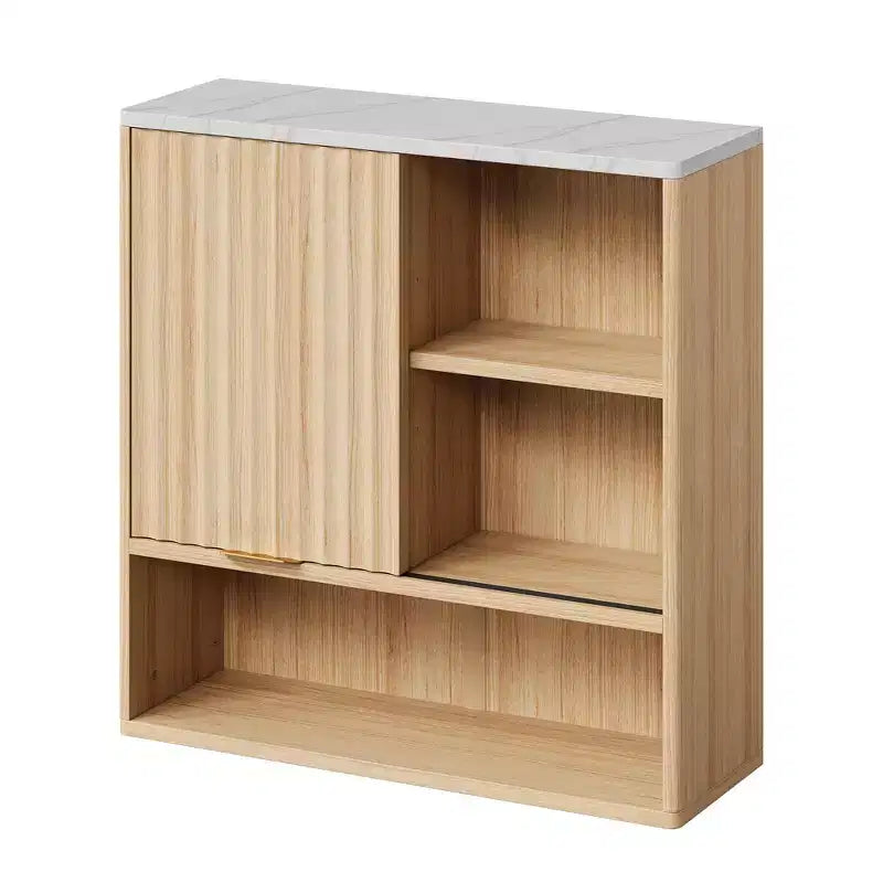 Armoire à pharmacie murale, armoire murale de salle de bain moderne avec porte coulissante et étagères réglables, meuble de rangement flottant peu encombrant pour la cuisine