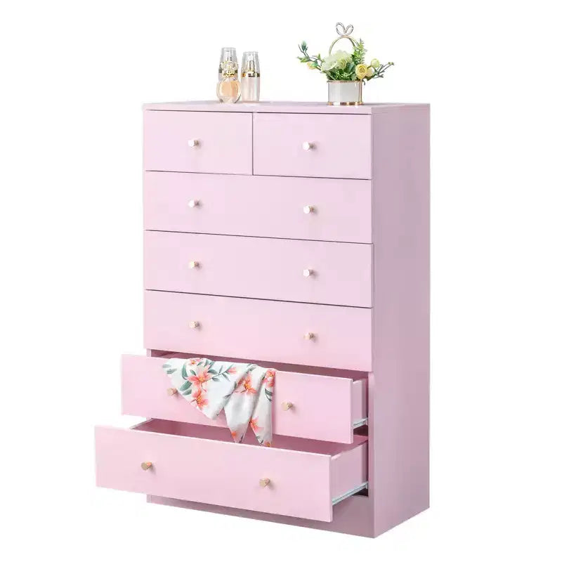 Commode à 7 tiroirs en panneaux de particules gris, 66 cm de large