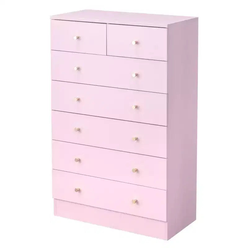 Commode à 7 tiroirs en panneaux de particules gris, 66 cm de large