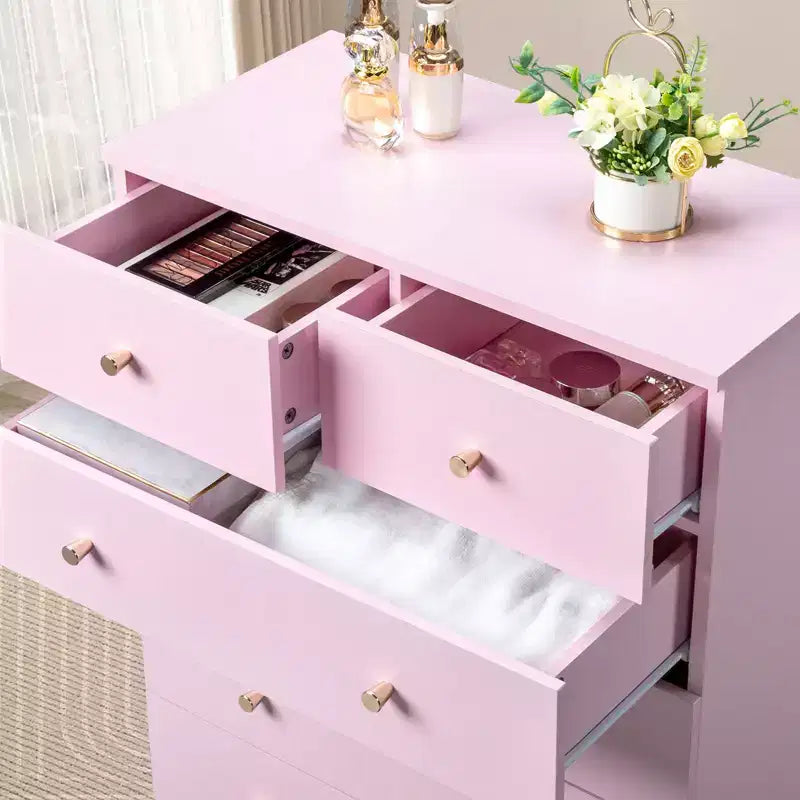 Commode à 7 tiroirs en panneaux de particules gris, 66 cm de large