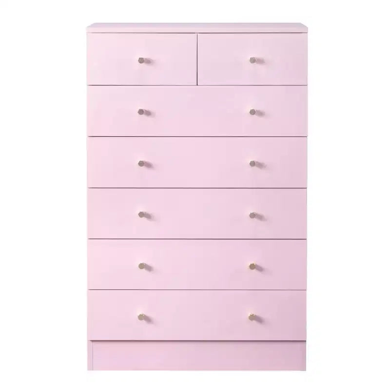 Commode à 7 tiroirs en panneaux de particules gris, 66 cm de large