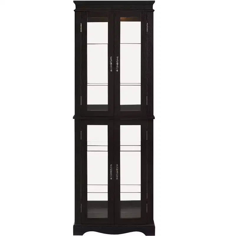 Vitrine d'angle lumineuse - Élégante vitrine en verre pour le salon et le rangement de bar - Parfaite pour les collections d'antiquités et le vin - NOIR