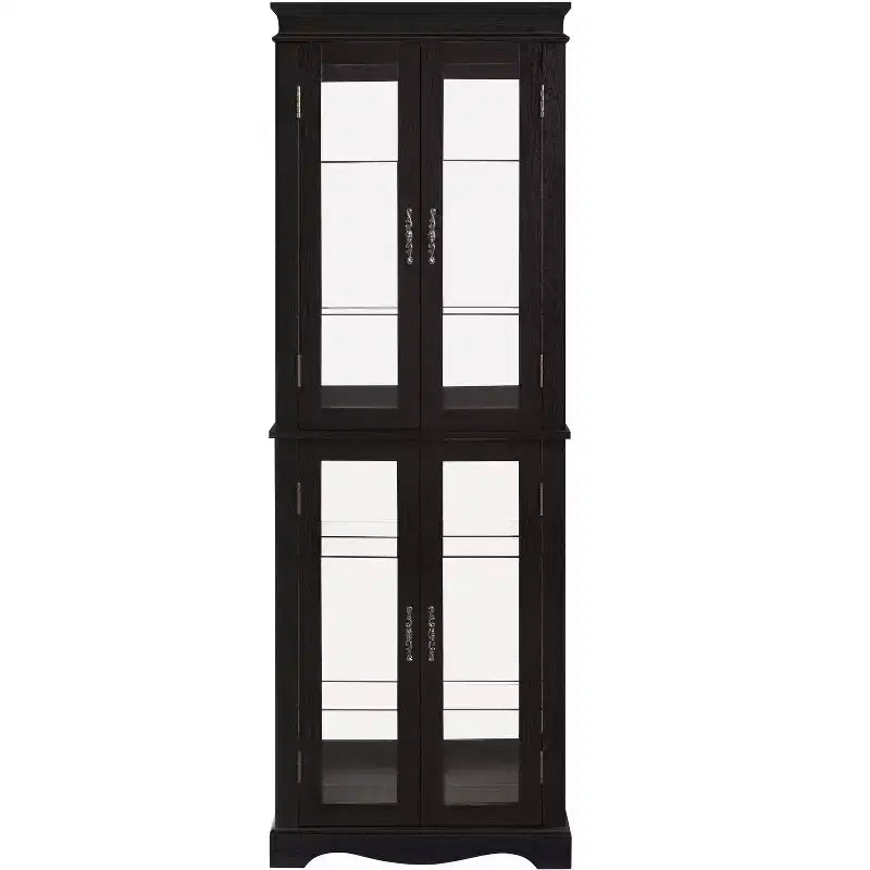 Vitrine d'angle lumineuse - Élégante vitrine en verre pour le salon et le rangement de bar - Parfaite pour les collections d'antiquités et le vin - NOIR