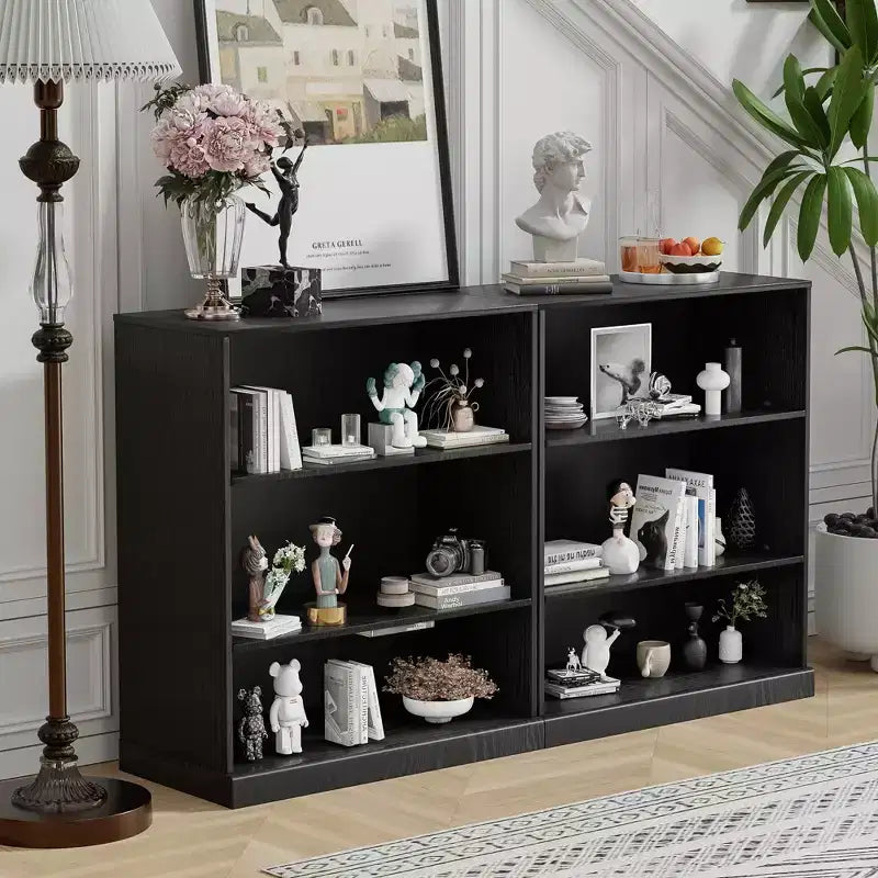 Meuble de rangement autoportant, armoire décorative en bois pour la maison, le bureau, les petits espaces, noir, 91 x 79 x 41 cm