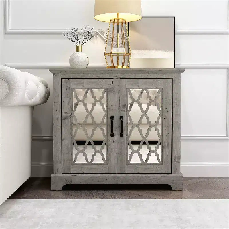 Commode d'appoint 2 portes Heron - Gris mexicain