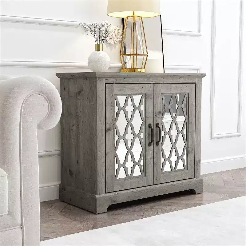 Commode d'appoint 2 portes Heron - Gris mexicain