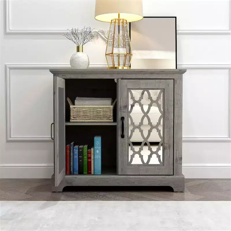 Commode d'appoint 2 portes Heron - Gris mexicain