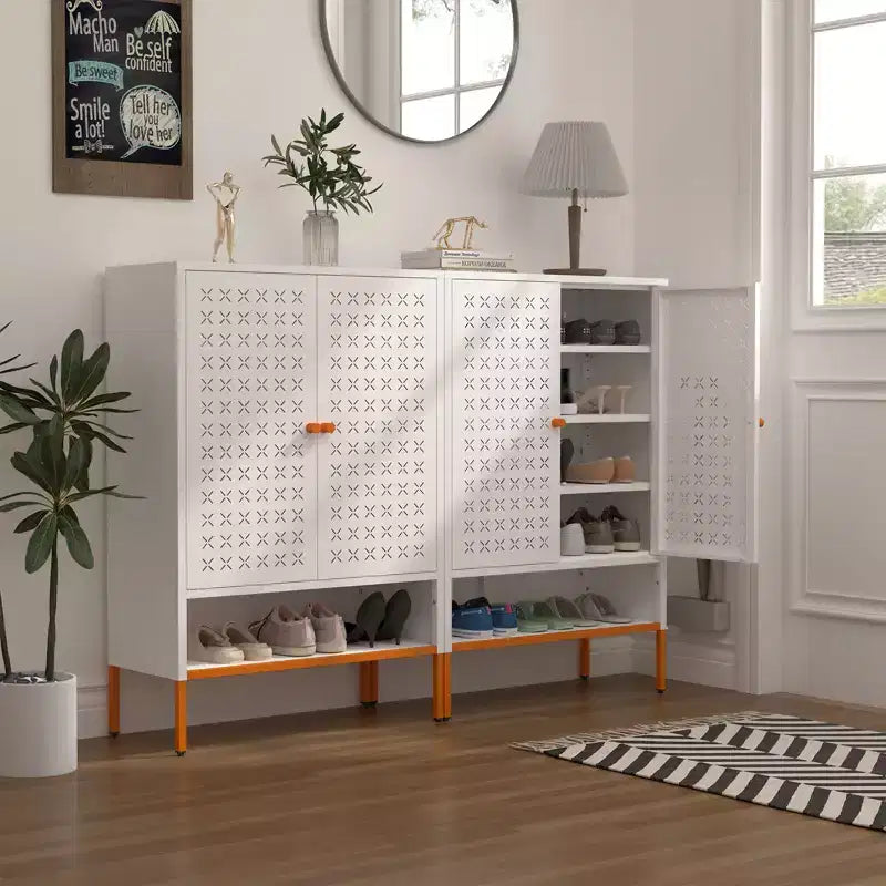Meuble à chaussures, organisateur de chaussures avec trois étagères réglables et compartiment suspendu pour le changement de chaussures, meuble pour entrée