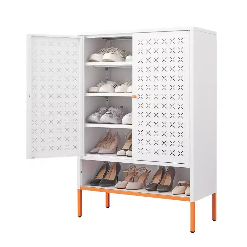 Meuble à chaussures, organisateur de chaussures avec trois étagères réglables et compartiment suspendu pour le changement de chaussures, meuble pour entrée