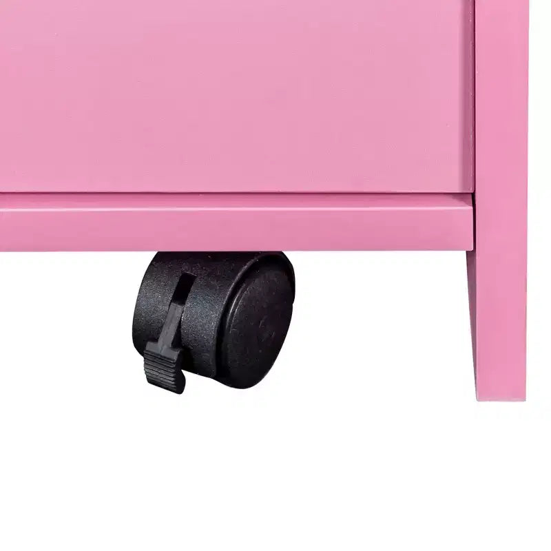 Meuble de rangement de salon de beauté moderne Estelle avec 3 supports pour sèche-cheveux, 2 tiroirs, 1 porte et roulettes