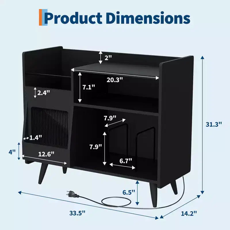 Grand meuble pour tourne-disque, meuble de rangement pour vinyles pour plus de 350 albums, station pour platine vinyle, table pour tourne-disque pour chambre à coucher ou salon