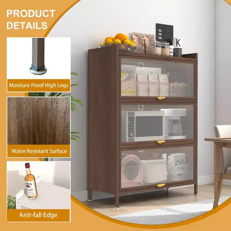 Armoire haute en acier Emery Farmhouse avec portes battantes