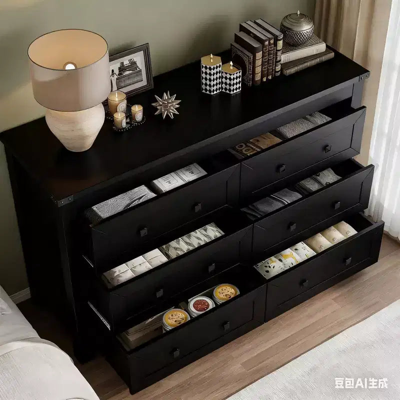 Commode à 6 tiroirs pour chambre, commode avec grand espace de rangement, commode en bois de style ferme moderne pour chambre, couloir, entrée, placard