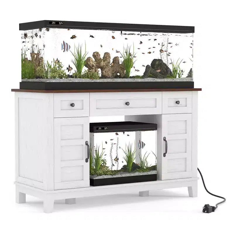 Meuble de support pour aquarium de 55-75 gallons de style ferme, support d'aquarium avec prise de courant, support d'aquarium robuste de 1400 livres avec support pour poissons/tortues/terrarium de reptiles