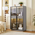 60.6 Tall Display Cabinet with Drawers and Glass Shelves, Modern Storage Unit with LED Lights For Living Room - Panipeachy