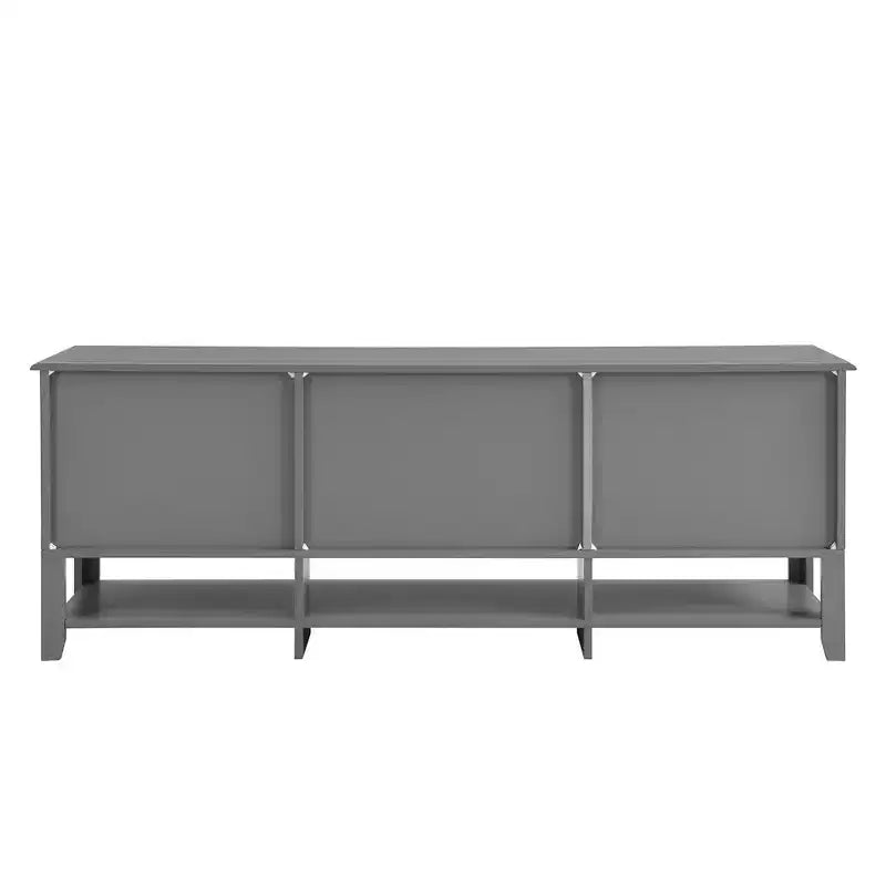 Meuble TV moderne 59 po pour téléviseurs de 60 po, console média en MDF gris avec rangement multifonctionnel et portes magnétiques silencieuses