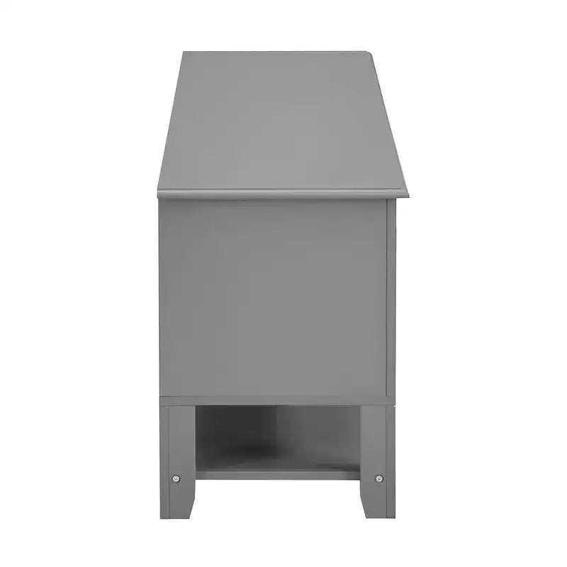 Meuble TV moderne 59 po pour téléviseurs de 60 po, console média en MDF gris avec rangement multifonctionnel et portes magnétiques silencieuses
