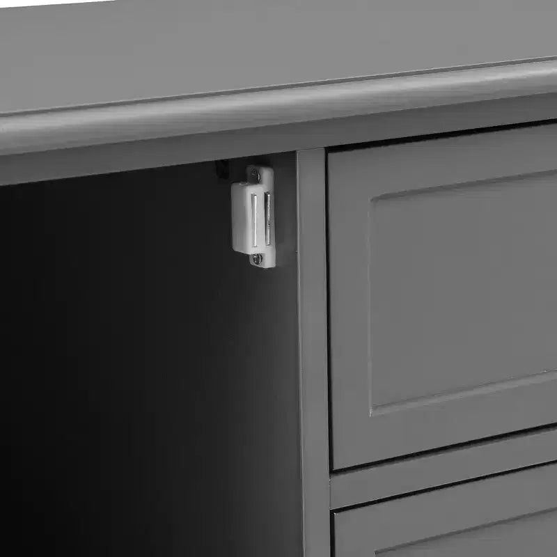 Meuble TV moderne 59 po pour téléviseurs de 60 po, console média en MDF gris avec rangement multifonctionnel et portes magnétiques silencieuses