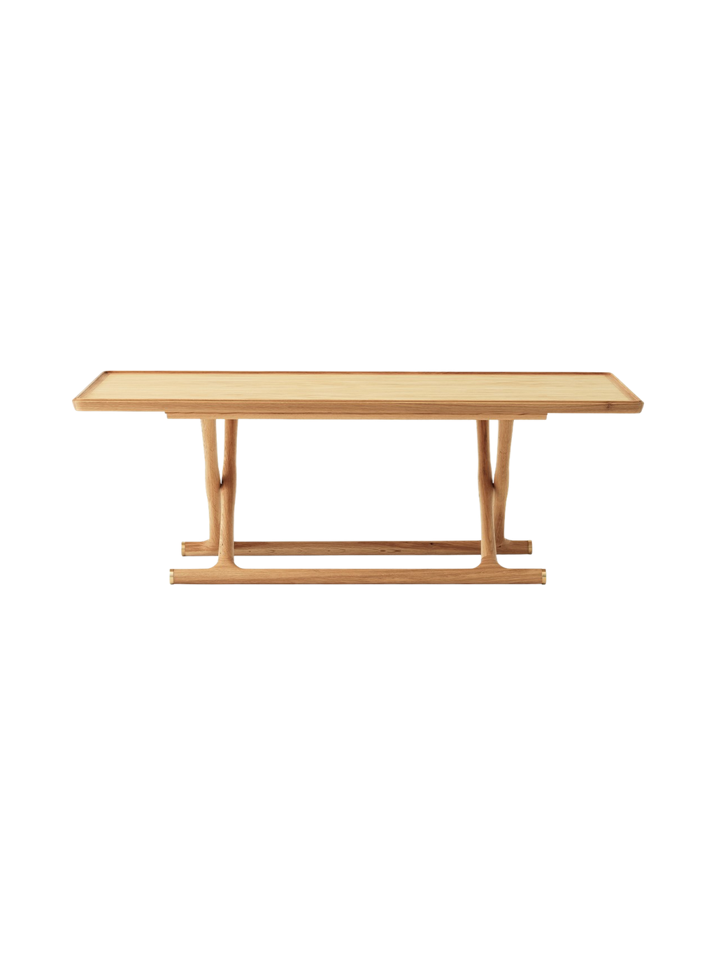 Table de salon pliable en chêne et laiton avec ferrures en laiton pour le salon