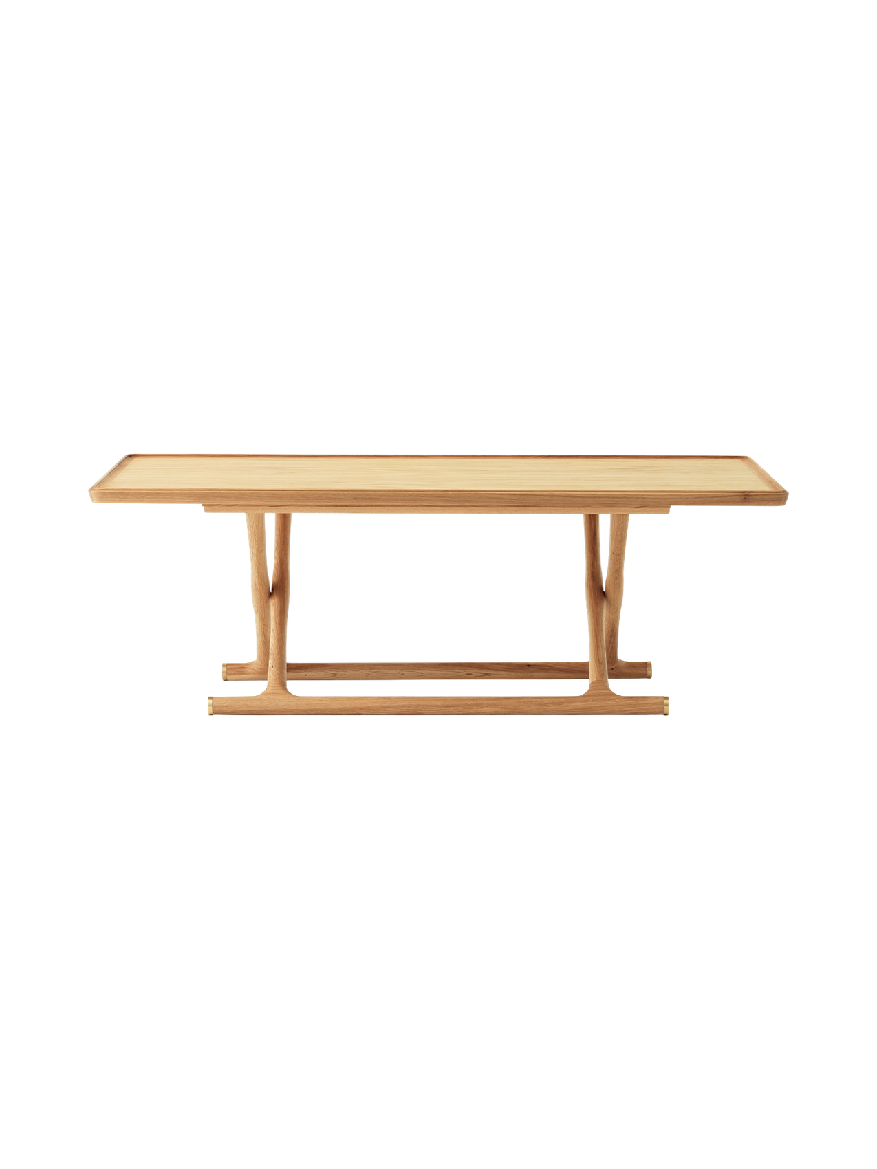 Table de salon pliable en chêne et laiton avec ferrures en laiton pour le salon
