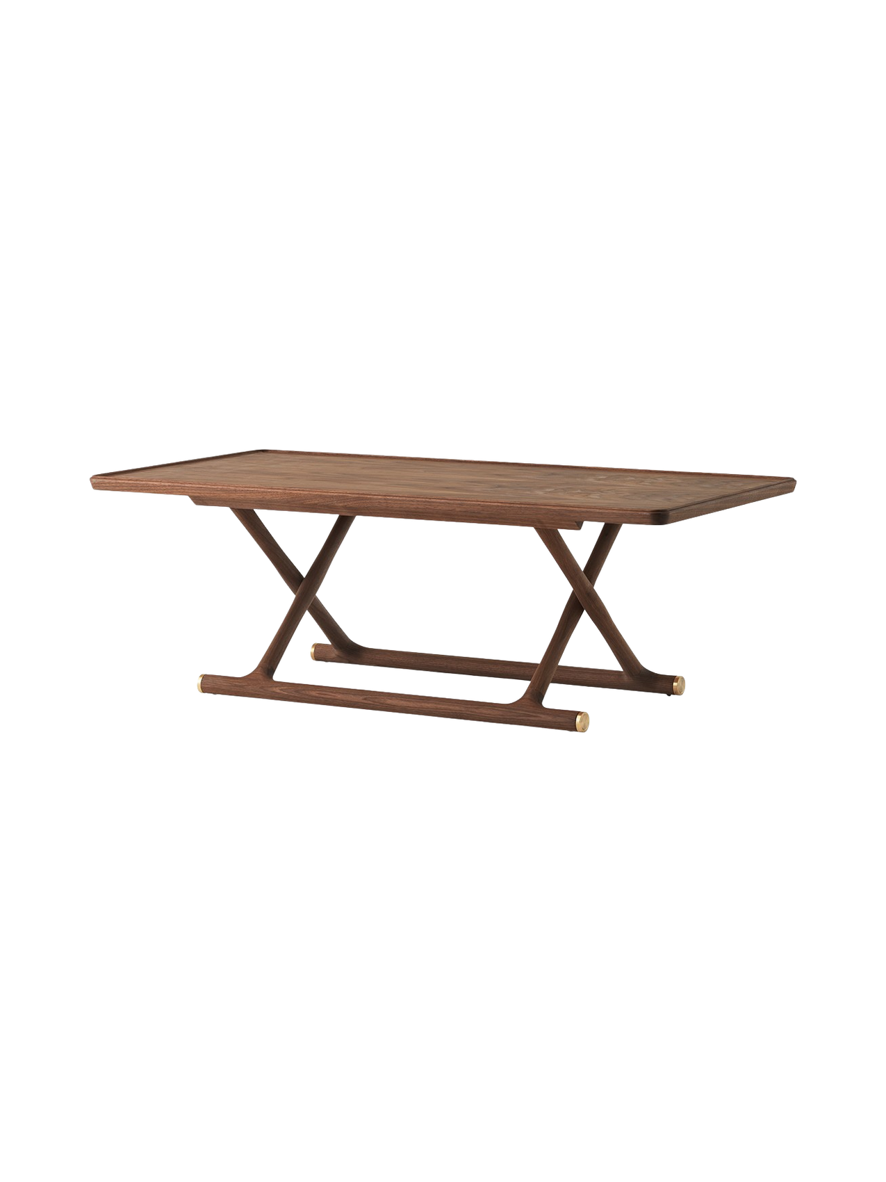 Table de salon pliable en chêne et laiton avec ferrures en laiton pour le salon
