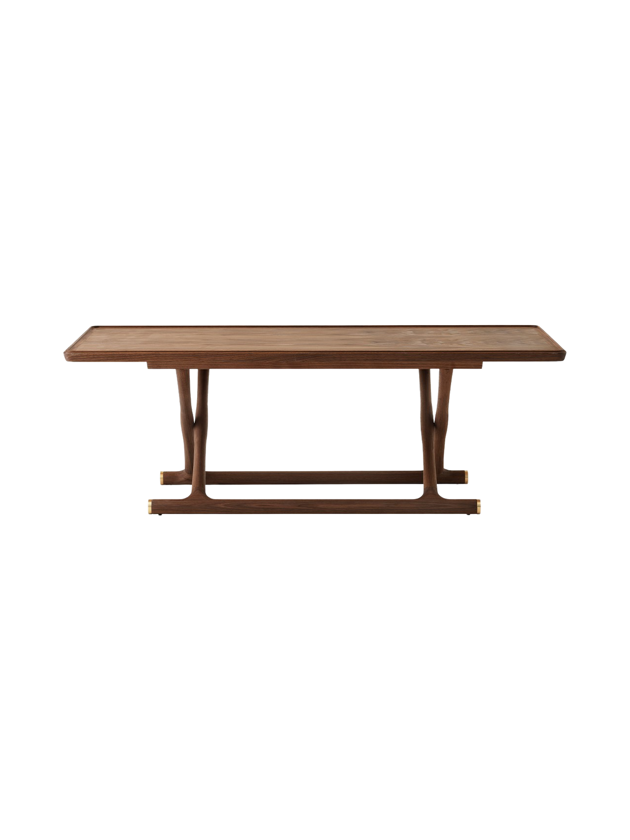 Table de salon pliable en chêne et laiton avec ferrures en laiton pour le salon