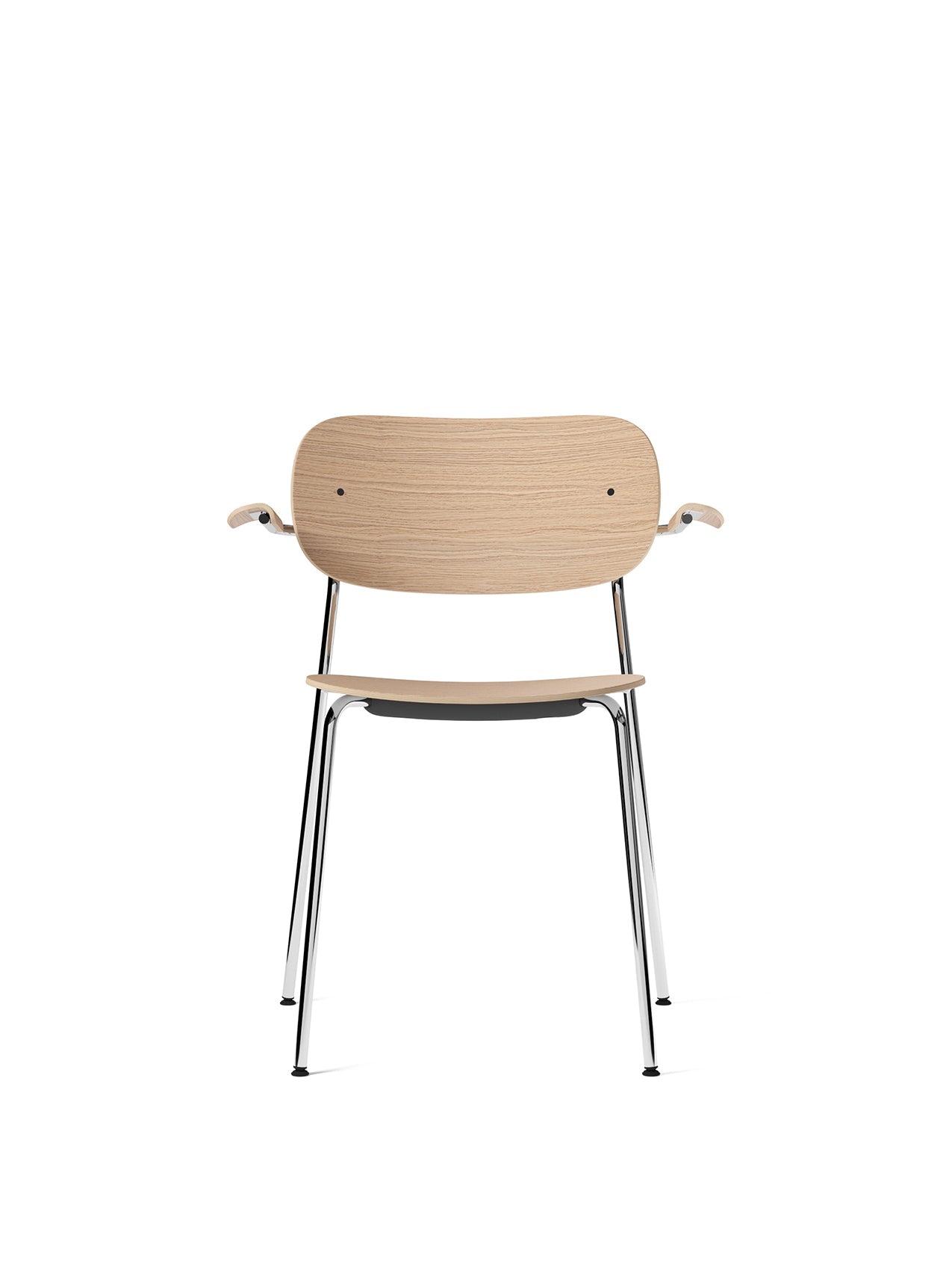 Chaise de salle à manger contemporaine rembourrée avec accoudoirs et piètement chromé pour salle à manger et bureau