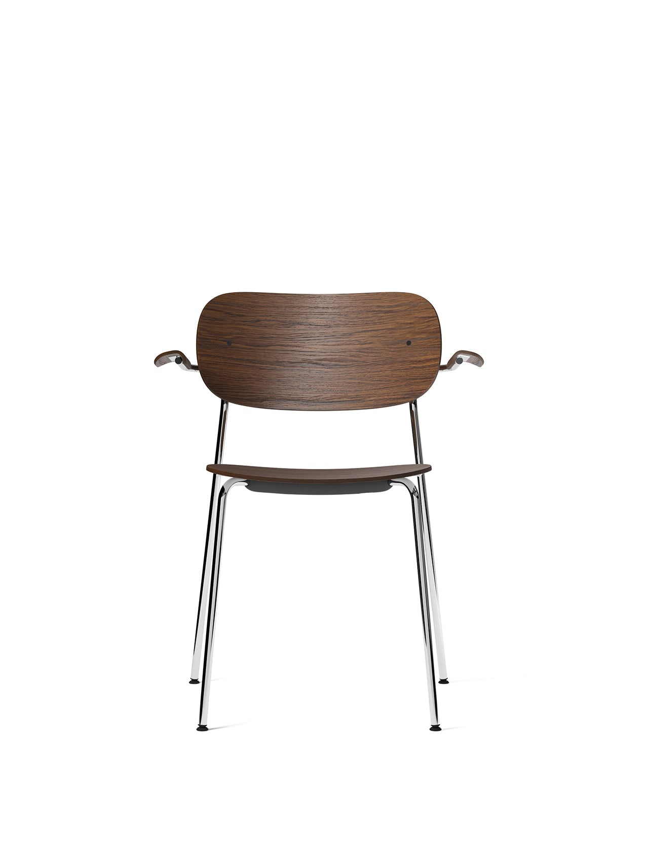 Chaise de salle à manger contemporaine rembourrée avec accoudoirs et piètement chromé pour salle à manger et bureau