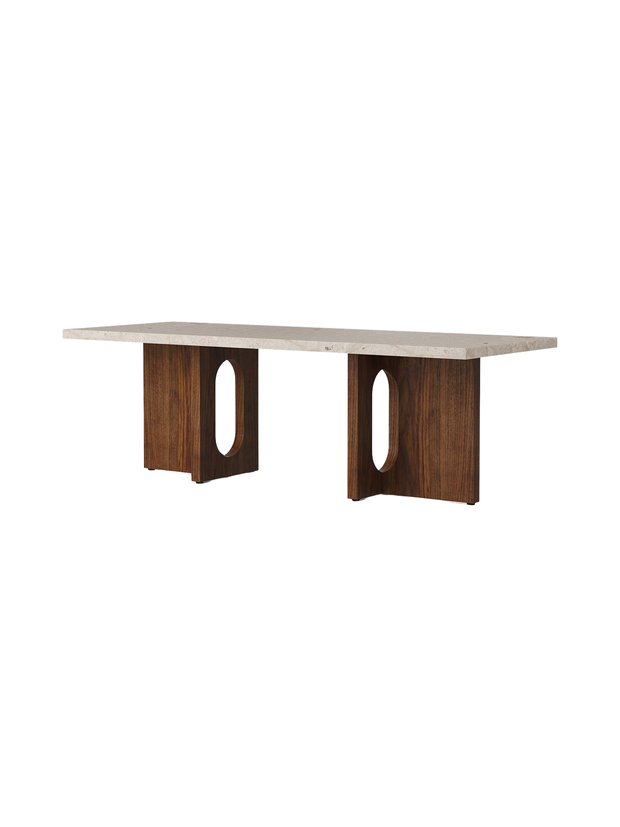 Table de salon scandinave en chêne et noyer avec banquette polyvalente pour salon