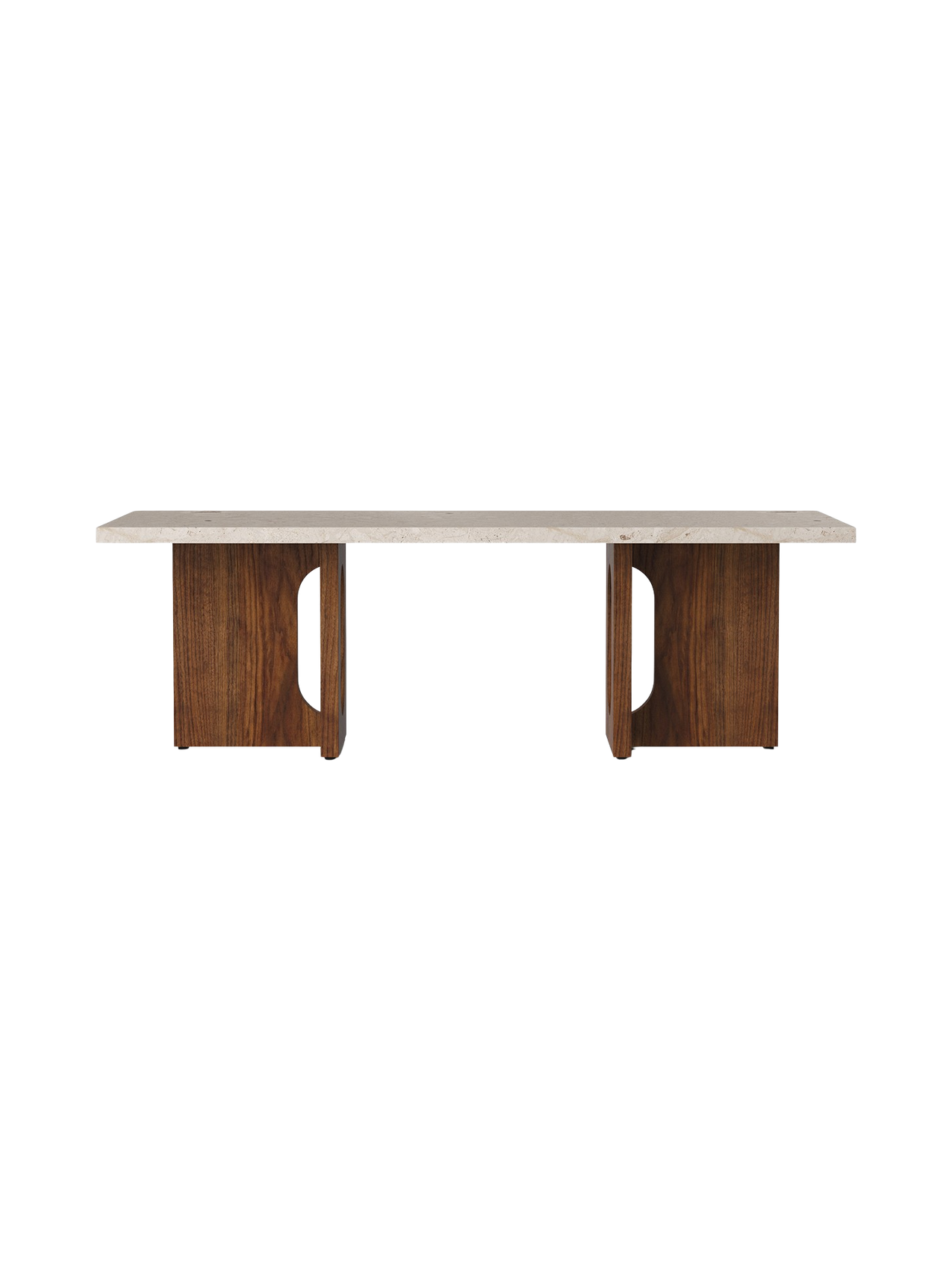 Table de salon scandinave en chêne et noyer avec banquette polyvalente pour salon