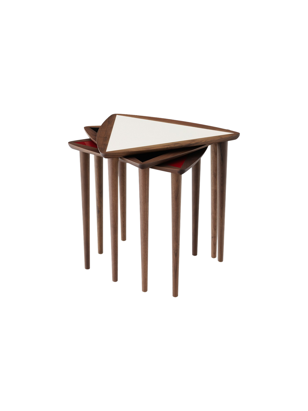 Noyer Mid-Century Modern avec design empilable peu encombrant pour salon et chambre