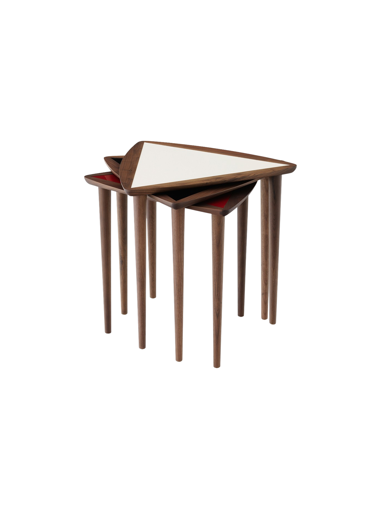 Noyer Mid-Century Modern avec design empilable peu encombrant pour salon et chambre