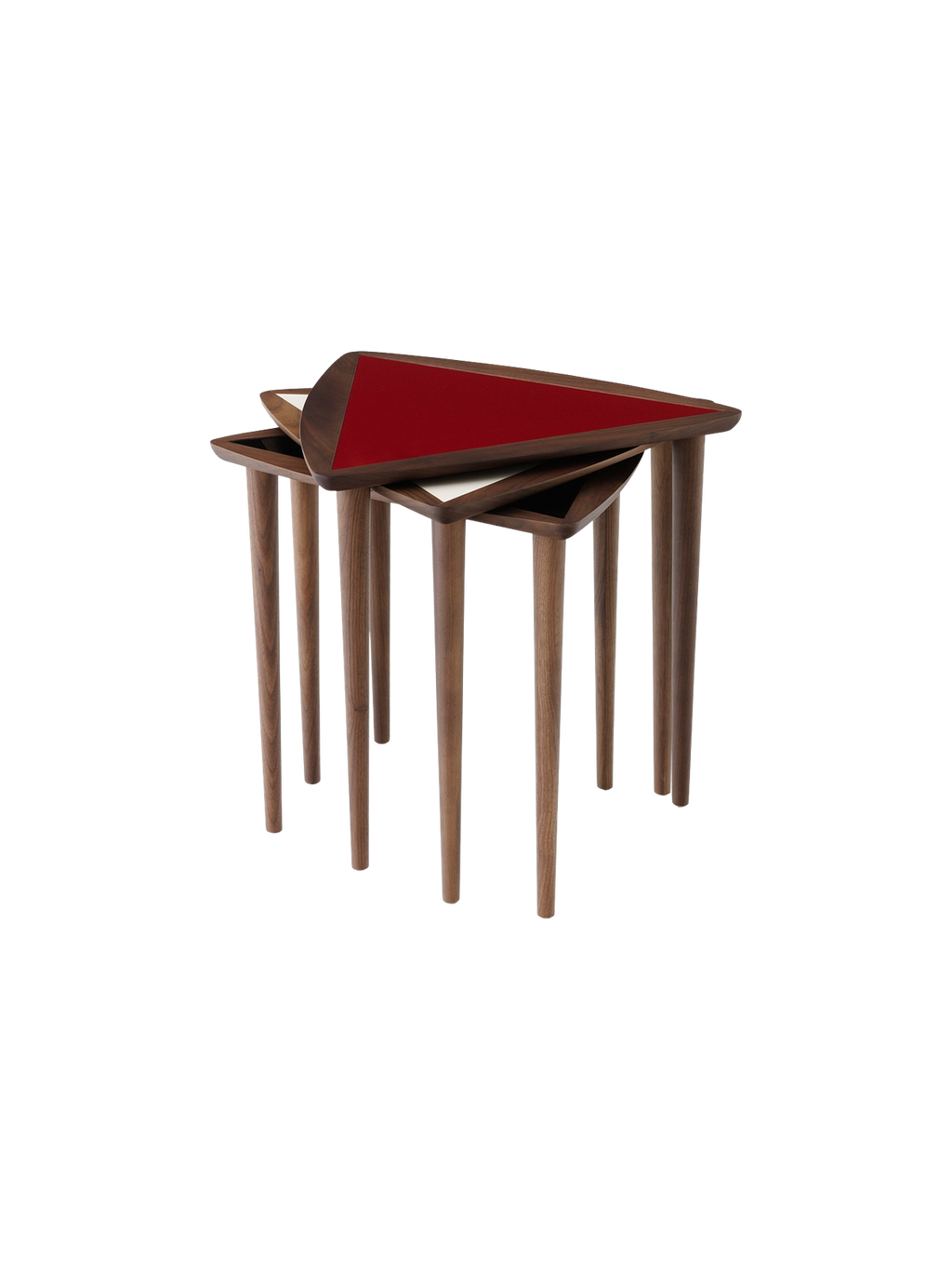 Noyer Mid-Century Modern avec design empilable peu encombrant pour salon et chambre