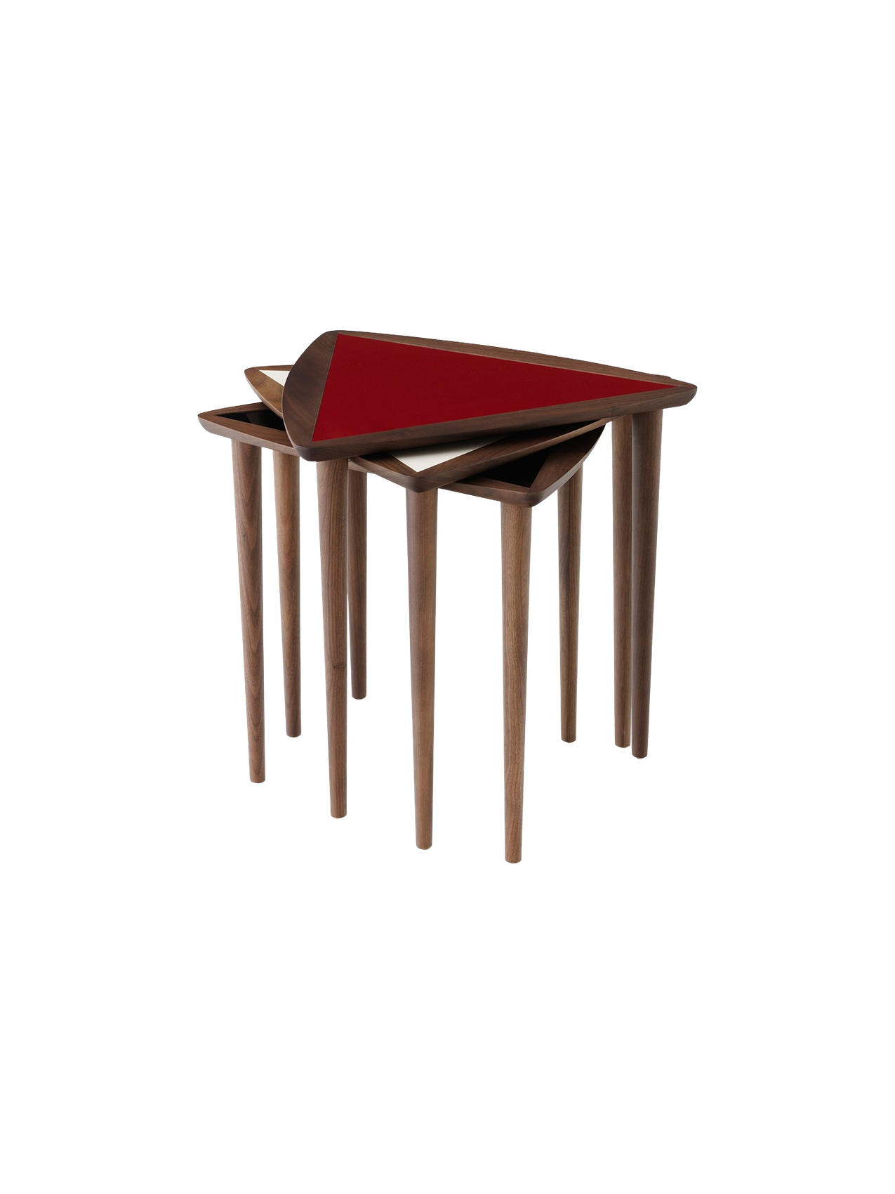 Noyer Mid-Century Modern avec design empilable peu encombrant pour salon et chambre