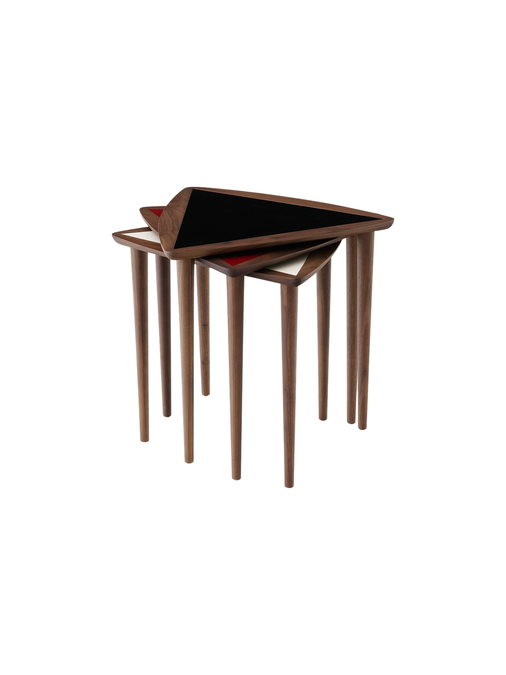 Noyer Mid-Century Modern avec design empilable peu encombrant pour salon et chambre