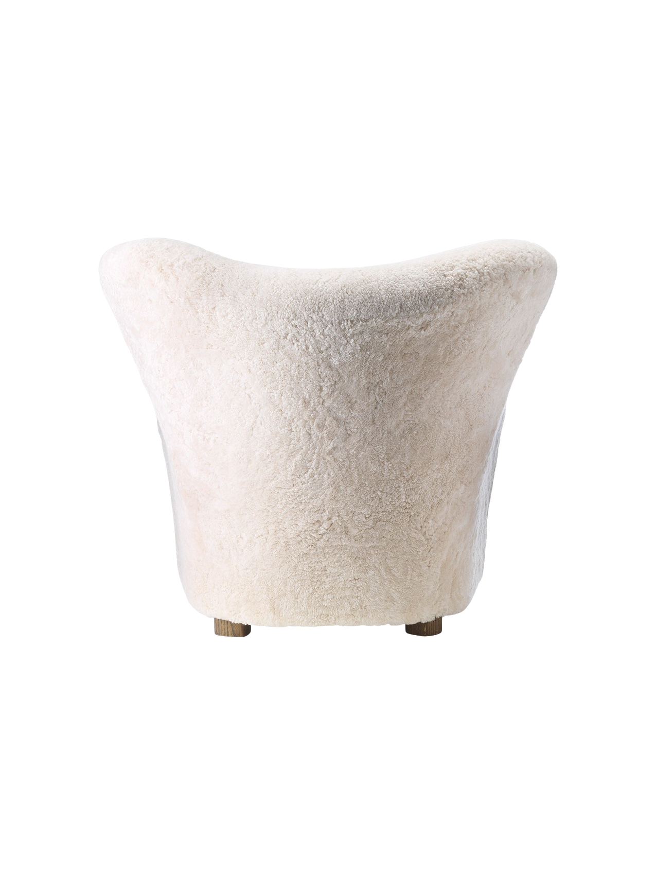 Fauteuil de salon en peau de mouton et chêne avec roulettes en laiton pour salon